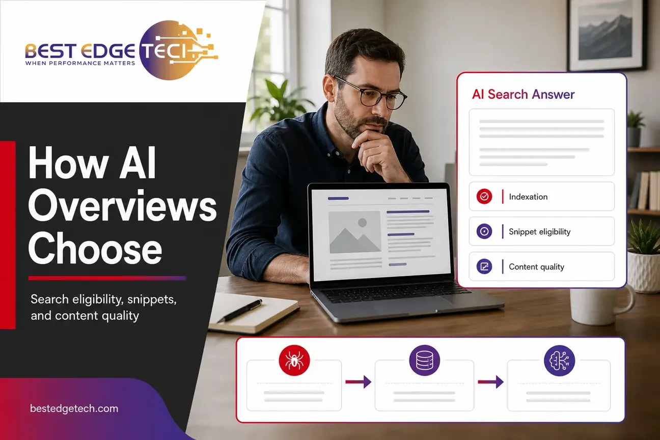 google ai overviews interface evaluating a business website for indexation, snippet eligibility, and content quality